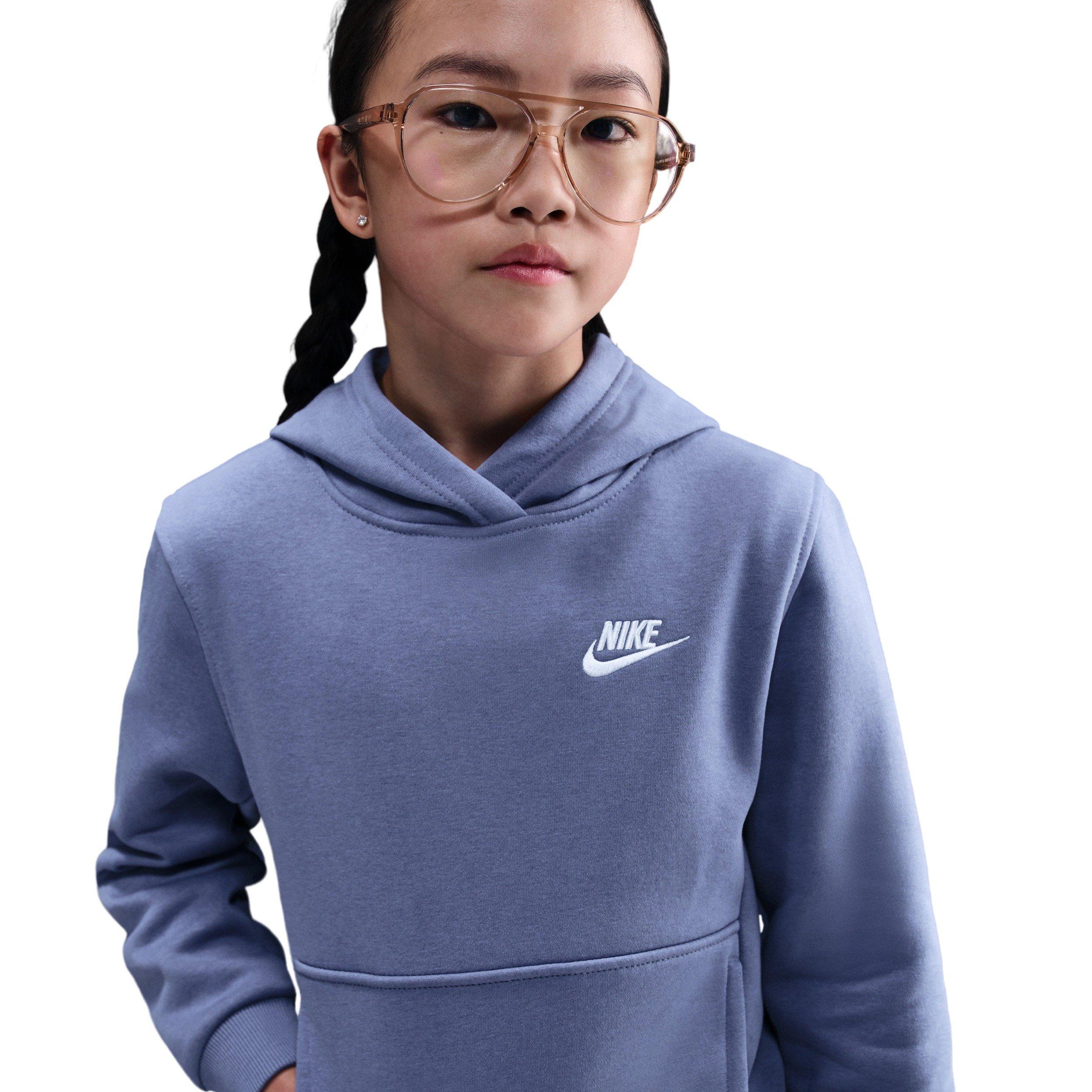 Nike Big Kids' Sportswear Club Fleece Pullover Hoodie - Light Indigo - LIGHT INDIGO